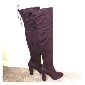 plum over the knee boots